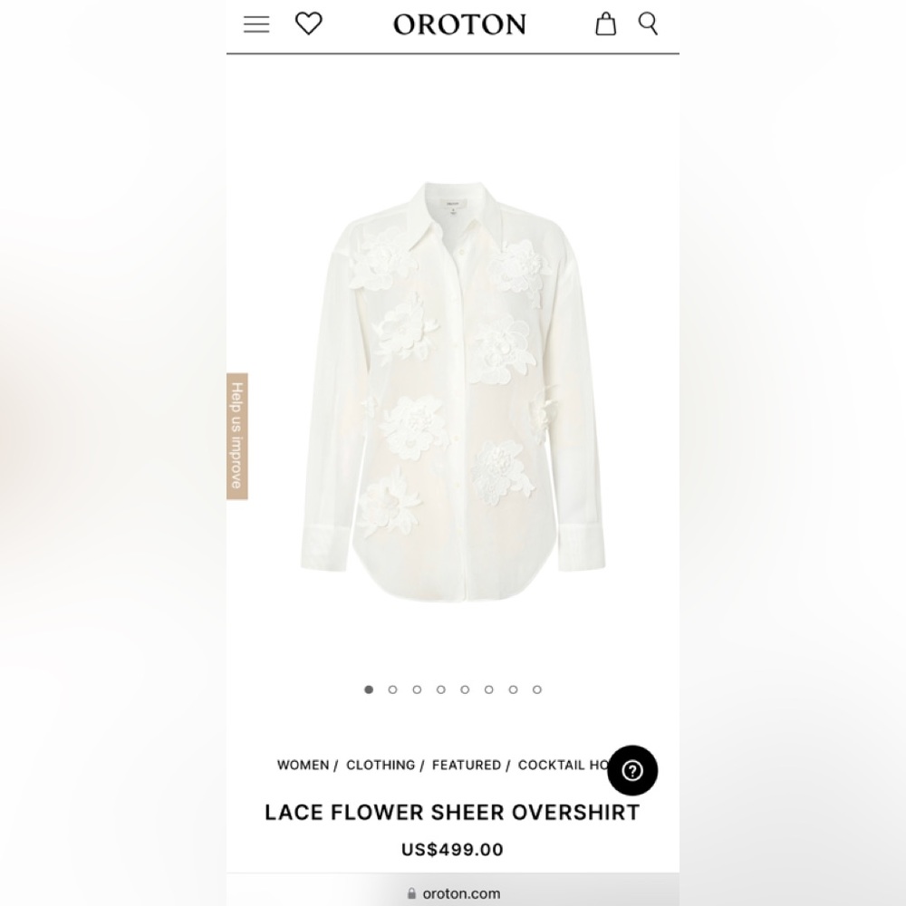 Oroton LACE FLOWER SHEER OVERSHIRT - Picture 2 of 5